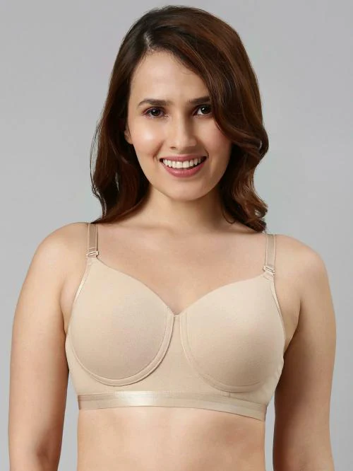 Enamor A165 Antimicrobial Ultimate Coverage Fab-Cool Cotton T-shirt Bra for Women- High Coverage, Padded and Wirefree