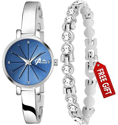 Buy Acnos Analog Blue Dial Silver Strap Watch For Women (NO-88