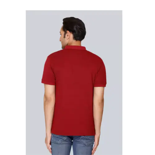 INDIAN KRAIT Men Self Design Polo Neck Cotton Blend Mahroon Men-T-shirt-Mahroon-SIZE-XL