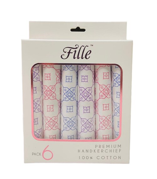 FILLE PRINTS 100% PURE COTTON LADIES PREMIUM HANDKERCHIEVES [