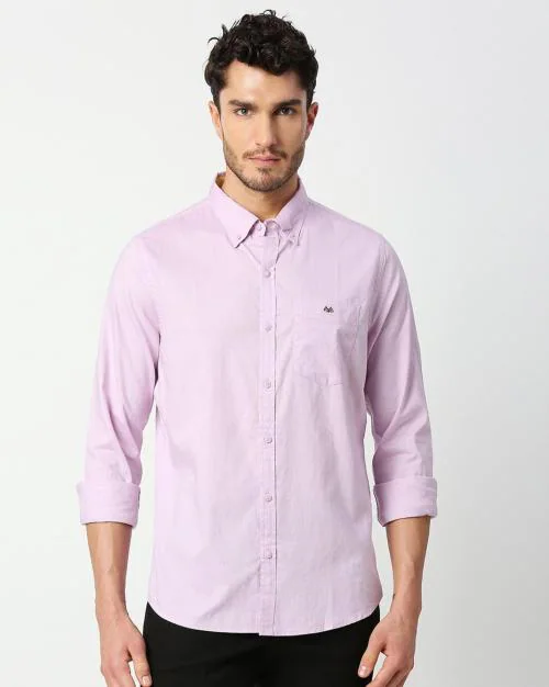 Thomas Scott Men Purple Cotton Slim Fit Shirt With Patch Pocket (Xxl)