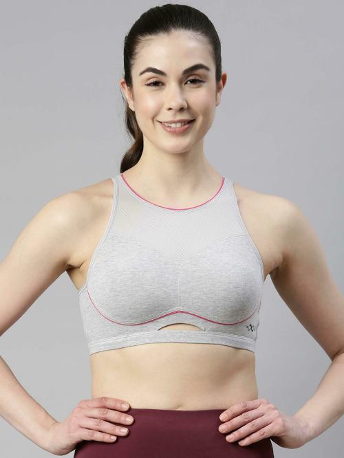 Enamor Womens SB27-Padded Wirefree Full Coverage Contour Bounce Control Medium Impact Sports Bra