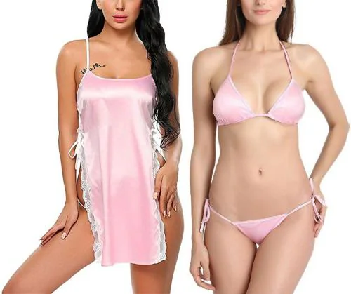 Iyaracollection Women Pink Solid Pure Satin Bra And Panty Set