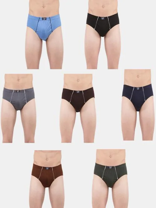 DOLLAR Lehar Men's Assorted Solid 100% Cotton Pack of 7 Briefs