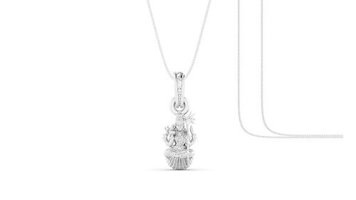 Akshat Sapphire Sterling Silver Goddess Maa Lalitha Parameswari Pendant With Chain Suitable For Men and Women