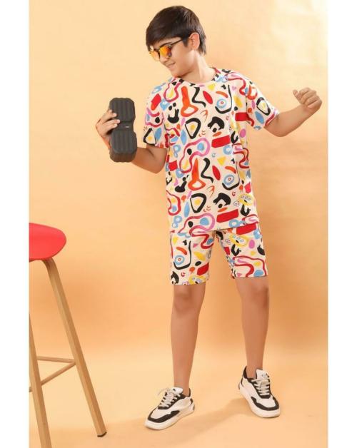 Ninos Dreams Boys Beige Graphic 100% Cotton Single Set