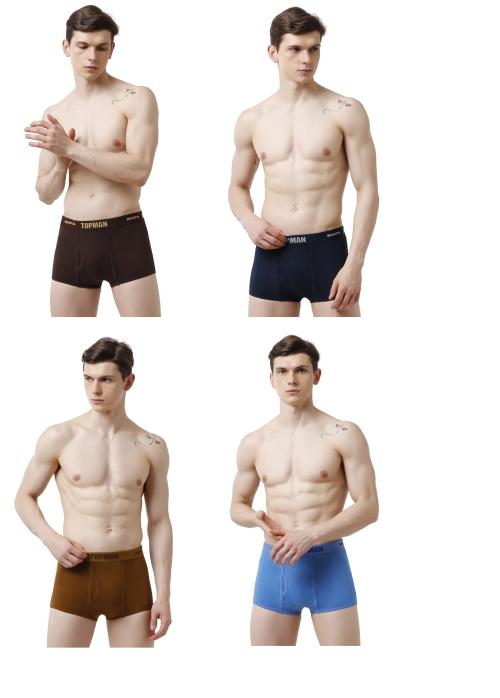 Rupa Topman Multicolor Solid 100% Cotton Pack of 4 Mini OE Trunks