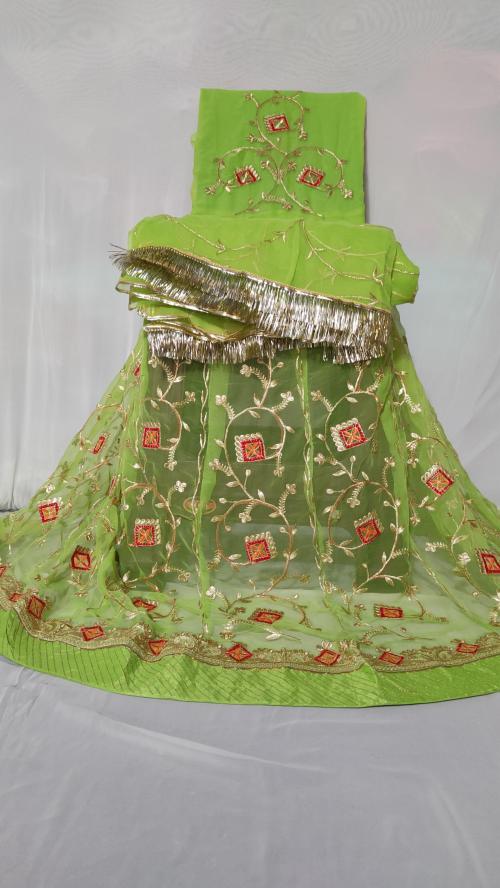 SHIVDEVANSHI Light Green Self Design Georgette Rajasthani Poshak Women Lehenga Choli