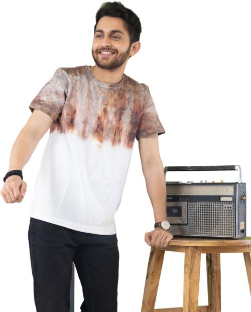 Lappen Fashion Men's Tie & Dye T-Shirt | Half Sleeve Round Neck Slim Fit Cotton | Sprayed Tshirts | Printed T-Shirts | Casual Smart Look | for Gym and Sports Wear - (Street Up Side) L