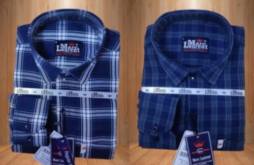 Marc Laurent Men White and Blue Checkered Cotton Blend Casual Shirt - M (Pack of 2)