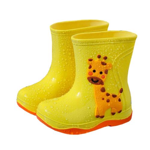 INFISPACE Boy's & Girl's Waterproof Anti-Skid Cartoon Yellow Rain Boots | Safety Rainy Shoes for Kids