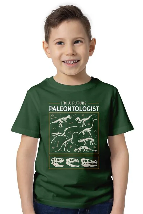 Wobinobi Boys T-Shirt Dinosaur Lover Future Paleontologist 100% Cotton Boys T-Shirt (Bottle Green, 13-14 Years)