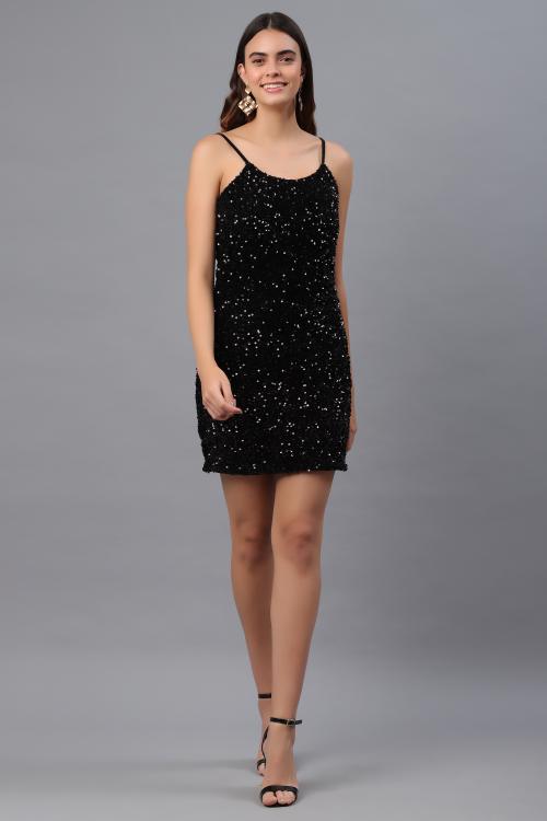 Pretty Loving Thing Women Mini Sequence Bodycon Dress Black