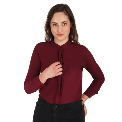 Hunoor Formal Women and Girls Shirts Burgundy Size Pack of 1 l women formal shirt l women shirt