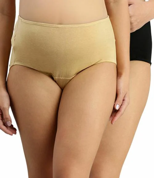 Morph Maternity | Panties For Pregnant Ladies | With High Waist For Women | Over The Belly Fit | Full Back Coverage | Pregnancy & Post Delivery | Pack Of 2 | Black & Skin | XXXL