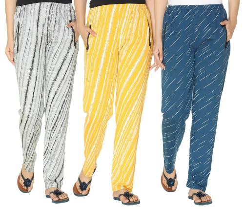 Shaun Womens Multi Color Printed Cotton Pack Of 3 Track Pants (Xl)