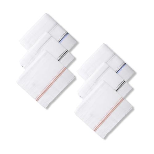 UPTHE Classic White Cotton Washed Handkerchief Pack -( Set of 6)