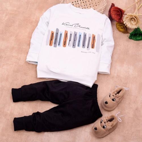 GOPALDAS Kids New Fancy Trendy Cotton Lycra Full Sleeve Modern T-shirt With Pant Combo Set [White] Size:- [2-3 year]