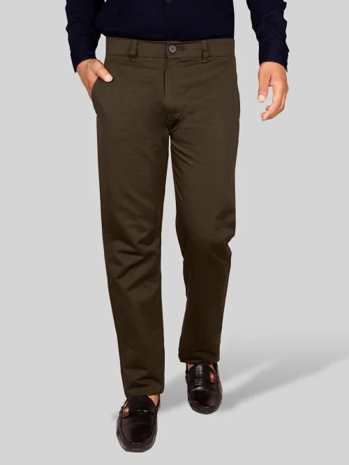 Jb Just Black Men's Coffee Colour Casual Trouser