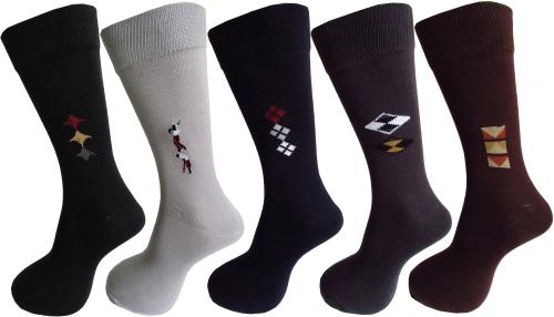 RC. ROYAL CLASS Men's Cotton Calf Length Formal Socks (Multicolour, Free Size) -Pack of 5 Pairs