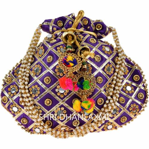 SHRI DHANLAXMI Purple Cotton Potli SPO-M-PURP