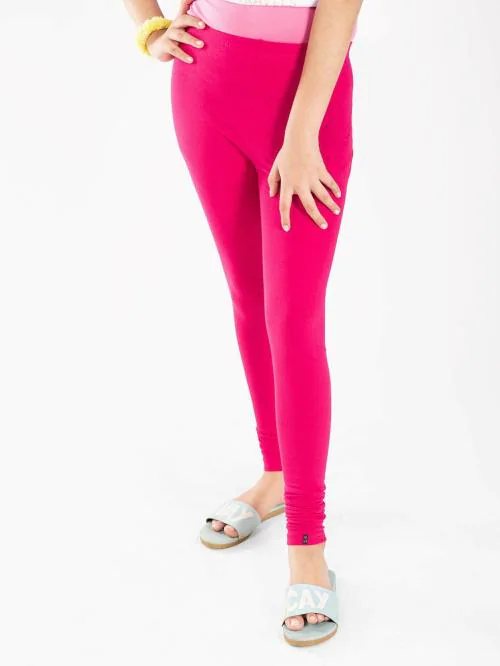 Indian Flower Girls Pink Solid Legging