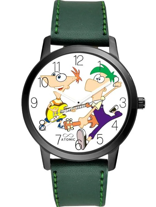 Atomic Phineas And Ferb (Green) (Kids Series) Analog Watch - For Boys & Girls | With Trending Green Strap & Design
