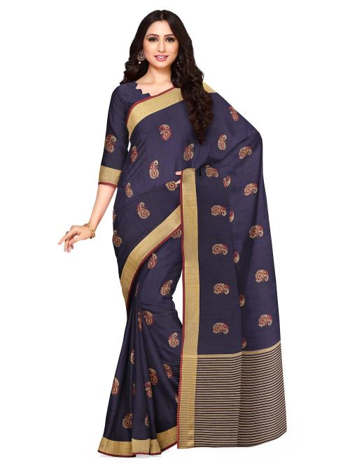 Mimosa Ikat Style Art Silk saree Color: Navy Blue (5154-441-SD-NVY)