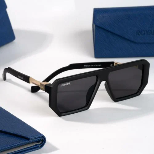 ROYALTAIL UNISEX RECTANGLE GOLD BLACK PROFESSOR TRUMP SUNGLASSES