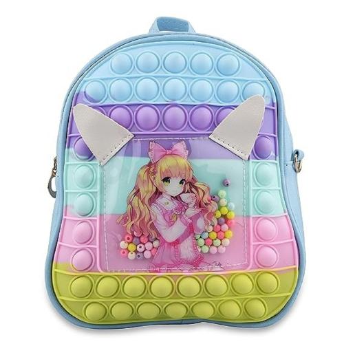 SAEKOS Pop It Casual Backpack Synthetic & Silicon Casual Backpack for Kids, Waterproof Fabric Pop Fidget Stress Relief Toy