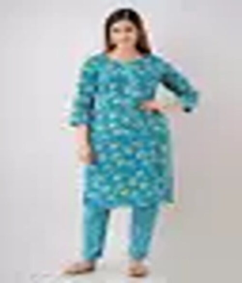 Ngised Women Kurti Suit Set-18-Size-L-Colour-Rama Green