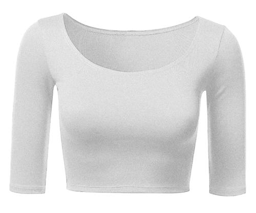 THE BLAZZE Women's Cotton Scoop Neck Elbow Sleeves Crop Top