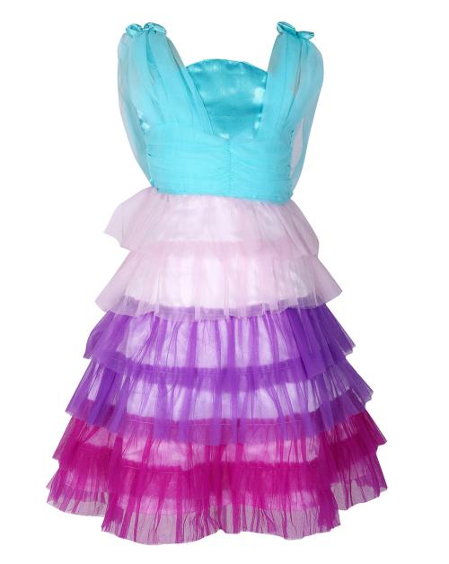 Hopscotch Girls Silk Sleeveless Solid Party Dress In Blue Colour For Ages 2-3 Years (HSP-3845716)