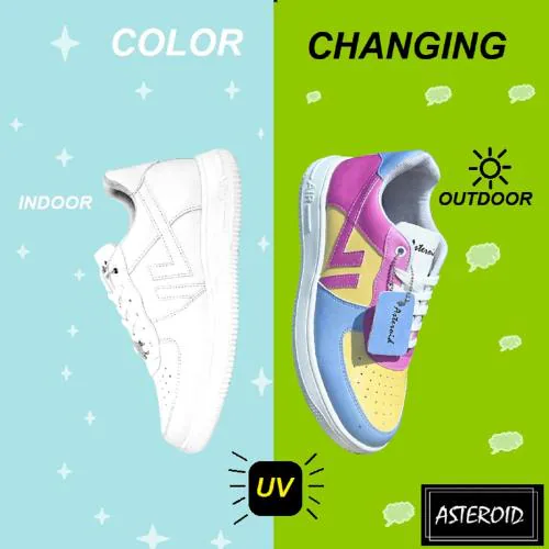 ASTEROID Outdoor Color Change Sneakers Color block Fancy Premium White Casual Shoes for men