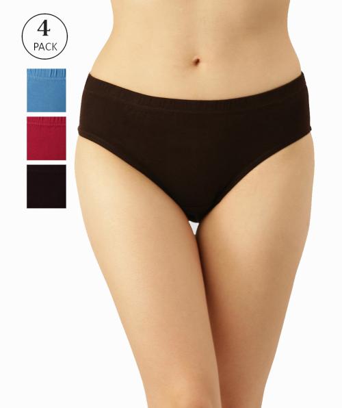 Dollar Missy Women Inner Elastic Solid color Assorted Pack of 4 Hipster