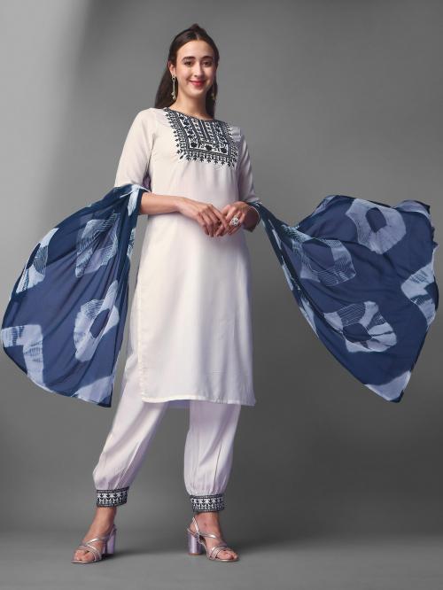 Japnaam Fashion Women Green Embroidered Viscose Rayon Kurta With Pant And Dupatta Set (Nk-336-Green, M)