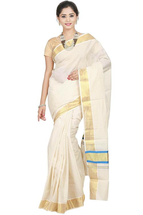 Fashionkiosks Women Cotton Kerala Saree