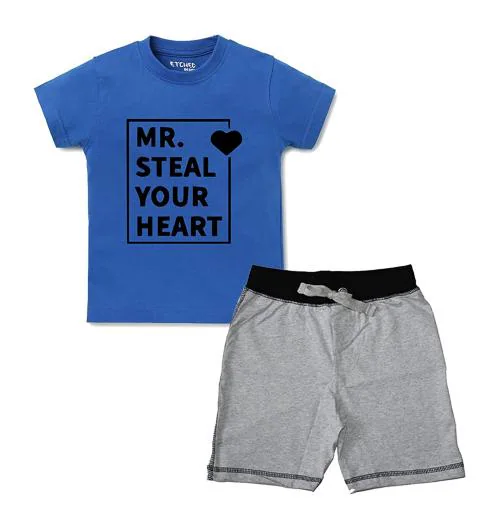 Etched Design Boys Cotton T-Shirt And Shorts Set-Edtb075 (4 Years-5 Years)