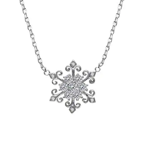 Giva Sterling Silver Snow Flake Pendant With Link Chain For Women