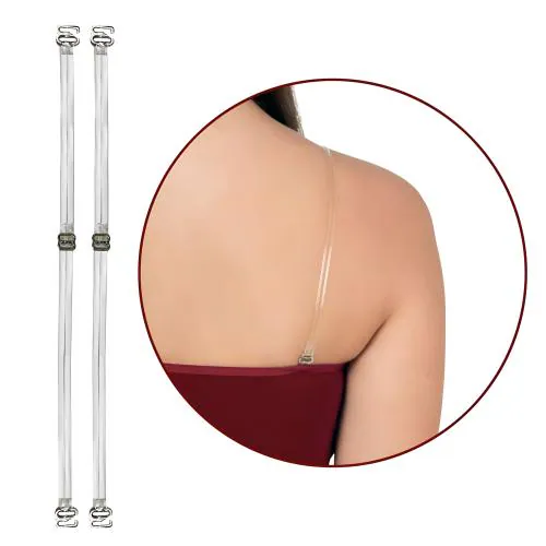 eDESIRE 2-Pair (4 Pcs) Invisible Clear Transparent Shoulder Bra Straps Combo | Bra Straps Only (Free Size)