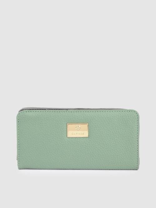 Caprese Green Synthetic Leather Animal Textured Women Two Fold Wallet