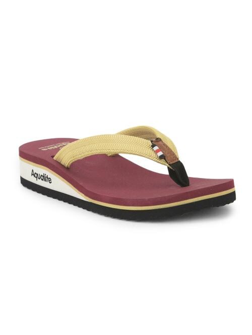 Buy Aqualite's Trendy and Stylish Maroon Flip Flops & Slippers For