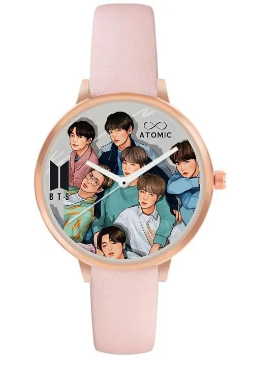 Atomic Premium Quality BTS (Pink Edition 3) Analog Watch - For Girls | With Trending Pink Strap & Design