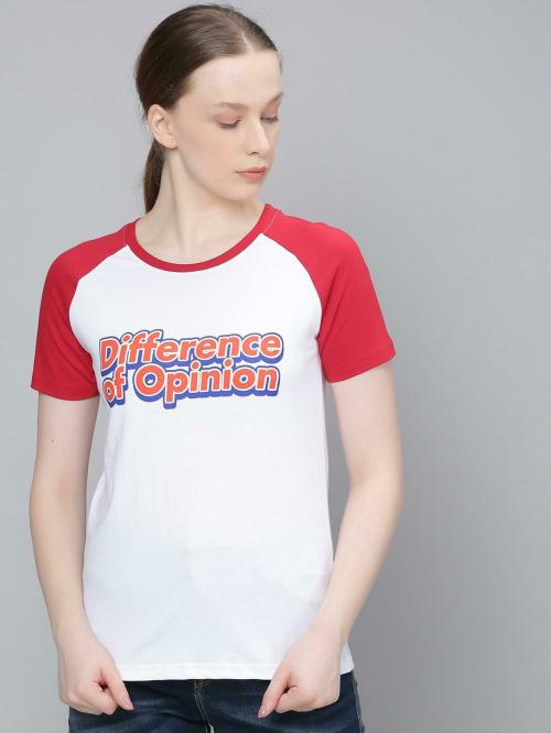 Difference of Opinion Women's Typographic White Cotton T-Shirt