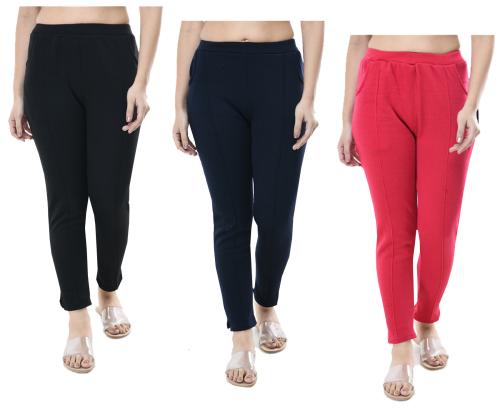 IndiWeaves Women Wool Warm Printed Palazzo for Winters (Pack of 2) Multicolor