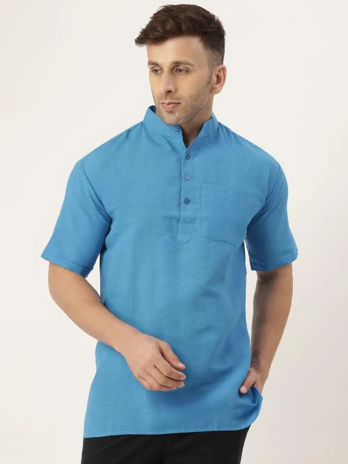 RIAG MEN'S SOLID HALF SLEEVES SHORT KURTA