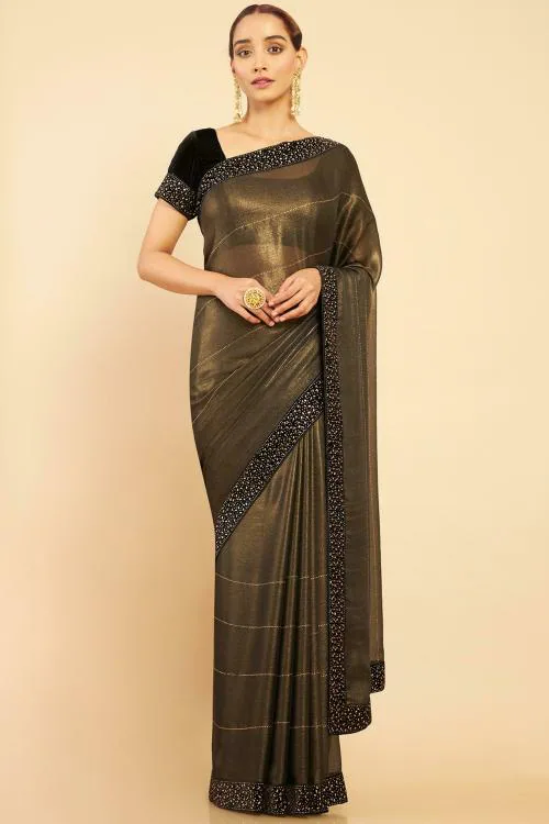 SOCH Women Black Embellished/Sequined Single Saree (Free Size)