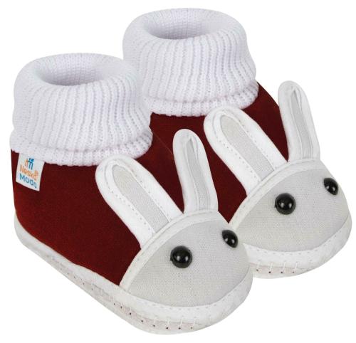 Neska Moda 12 To 18 Months Cotton Baby Booties/Baby Shoes (Maroon)-BT193