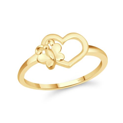Vighnaharta valentine Ring valentine jewellery ring love ring heart shape ring alphabet ring Cute Butterfly Heart CZ Gold Plated Ring for Women[ VFJ1631FRG7]