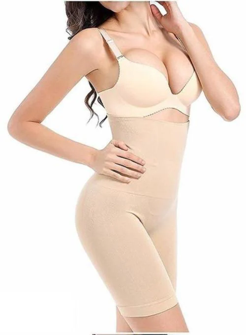 Alroxtion Women Beige Printed Cotton Shapewear (L)